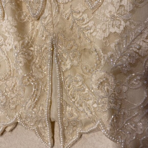 BRILLIANTE by JA Pearl Lace Formal Party Tiered Dress Ivory W Sleeves Size Large - Picture 15 of 15